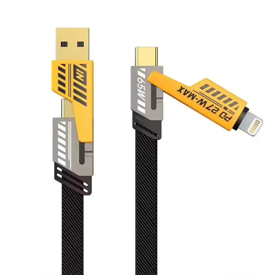 TecSox 4 In 1 6 Amp Cable | All Kind Of Devices Supports | 65 W Fast Charging | Fast Data Transfer| 27W Apple PD Support