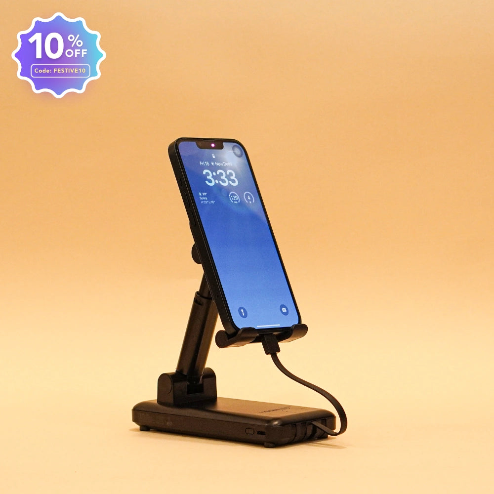 PowerStand Pro: The Ultimate 10000mAh Charging Hub with Built-In Phone Stand!