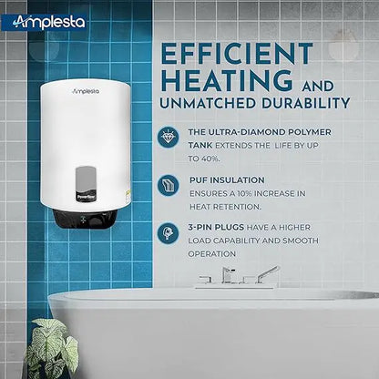 Amplesta PowerFlow 15 Litre Storage Water Heater (5 Star BEE) Geyser||Delivered and Installed in 90 minutes in Delhi/Ncr