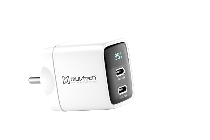 Muvtech Dual & Triple Port Fast Charging Type USB-C & USB A Charging Power Adapter, Type C Wall Charger Compatible with iPhone, Samsung Devices, Android Smartphones (PPS 35W White)