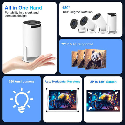 TecSox LUMA LED Projector | 180 Rotatable | 4K Support | Auto Horizontal Keystone | Android 11.0