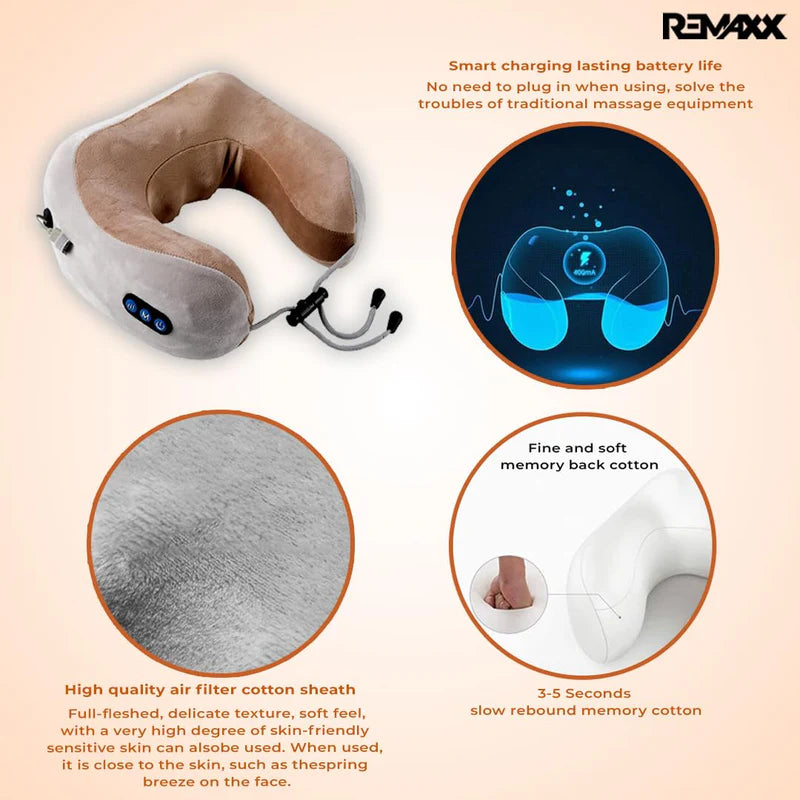 REMAXX Rechargeble U-Shaped Travel Neck Massage Pillow