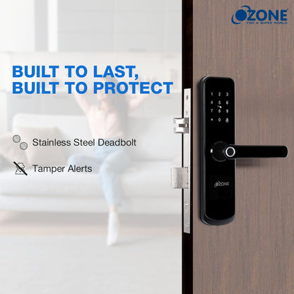 Ozone Smart Wi-Fi Door Lock, 5 Way Access: App Unlocked, Fingerprint, RFID, Emergency Key, 35-80mm Door Thickness, Free Installation, 2 Year Warranty