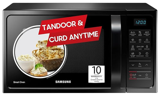 Samsung 28 L Convection Microwave Oven with Curd Making(MC28A5013AK/TL, Black, Pre heat, Eco Mode, Power Defrost, Auto Cook, Wire Rack, 10 Year Warranty on Ceramic Enamel Cavity)