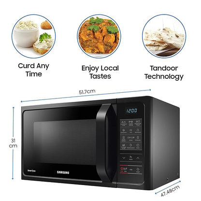 Samsung 28 L Convection Microwave Oven with Curd Making(MC28A5013AK/TL, Black, Pre heat, Eco Mode, Power Defrost, Auto Cook, Wire Rack, 10 Year Warranty on Ceramic Enamel Cavity)