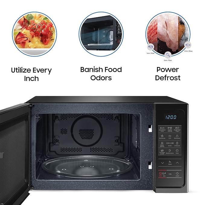 Samsung 28 L Convection Microwave Oven with Curd Making(MC28A5013AK/TL, Black, Pre heat, Eco Mode, Power Defrost, Auto Cook, Wire Rack, 10 Year Warranty on Ceramic Enamel Cavity)