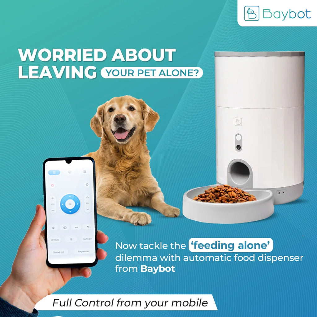 Baybot Pet Feeder (Dry) - automatic food dispenser for dog and cat | smart, WiFi connected||Delivered and Installed in 90 minutes in Delhi/Ncr