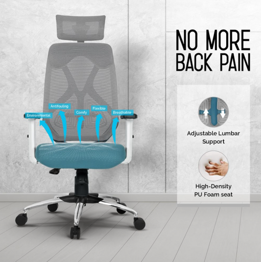 Da URBAN® Merlion Office Chair | High Back Mesh Chair (Blue) | Delivered and Installed in 90 minutes in Delhi/Ncr