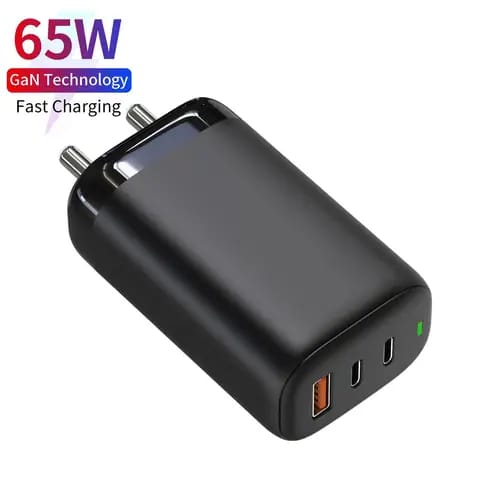 Compact 65W GAN charger, supports laptop and all devices, 2.5X fast charging