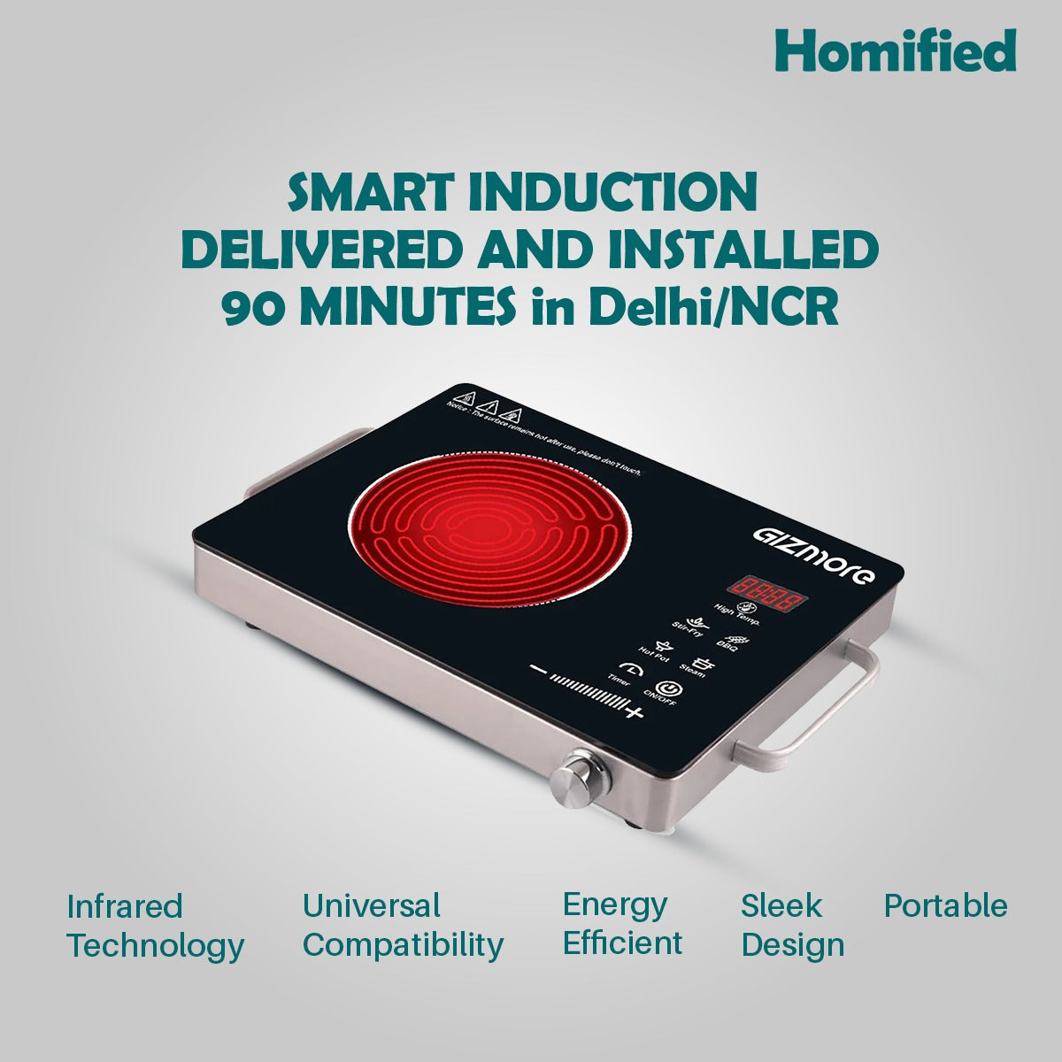 GIZMORE 2200 W Infrared Induction Cooktop || Delivered and Installed in 90 minutes in Delhi/Ncr